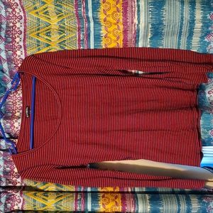 Express tee, L, Red & Navy striped